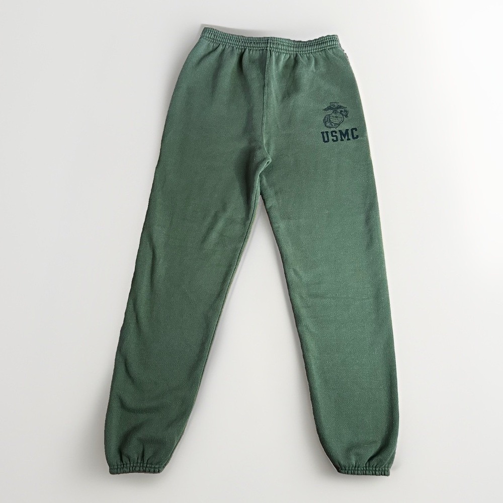 Vintage 80s Soffe USMC Sweatpants Mens Medium Green Marines Made USA Military